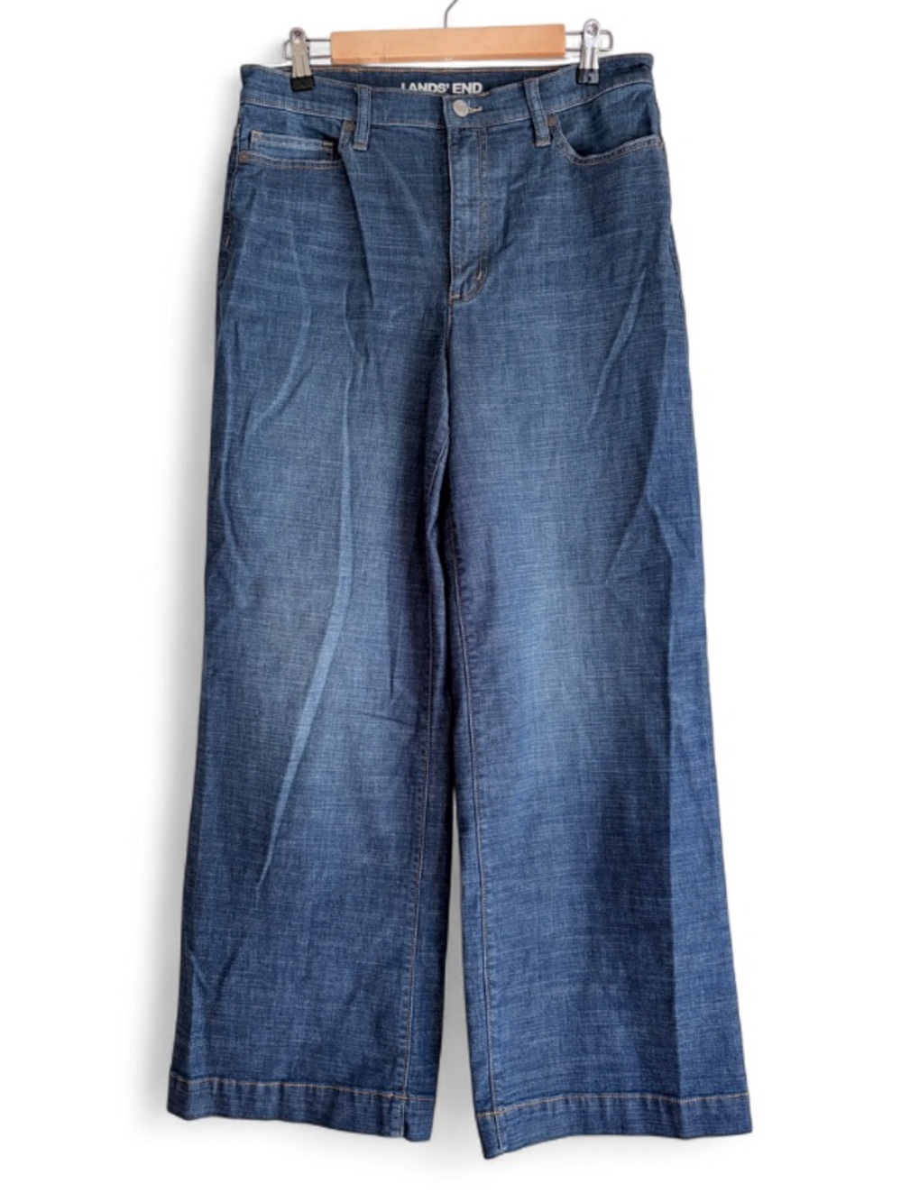 Lands' End Women's High Rise Wide Leg Jeans Size 12